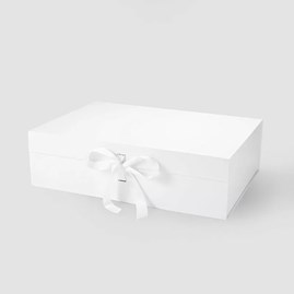 Białe pudełko magnetyczne XL 500x340x145mm ze wstążką do eleganckich prezentów
