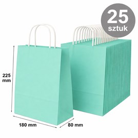 torba papierowa pastelowa zielona 180x80x225 mm 25 sztuk