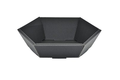 Taca 6-kątna kosz prezentowy karbowana czarny Duży 245x290mm