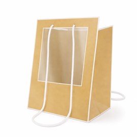 Torba prezentowa z oknem 300x300x400 mm brązowa