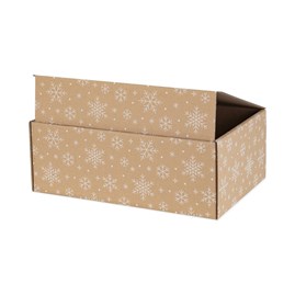 Pudełko świąteczne 375x245x140mm (wym. zewn.) Śnieżynki F421