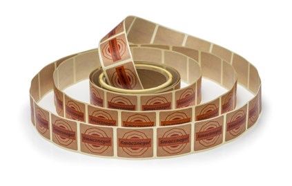 Naklejki papierowe Kraft 35x40mm Smacznego, 200szt. na rolce