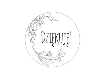 Naklejki okrągłe Białe Fi35mm Dziękuję 2 - 200szt