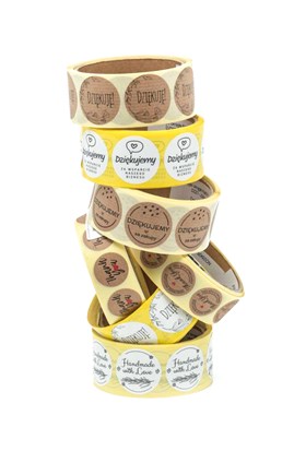 Naklejki okrągłe Kraft Fi35mm Dziękujemy za zakupy