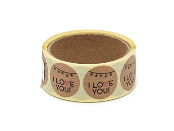 Naklejki okrągłe Kraft Fi35mm I Love You 2 /200szt