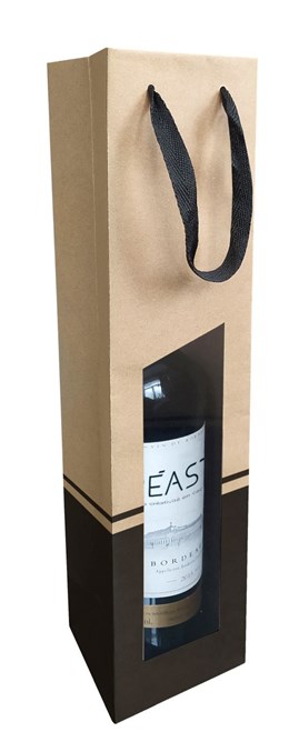 Torba ozdobna na butelkę, Z OKNEM 95x91x385mm