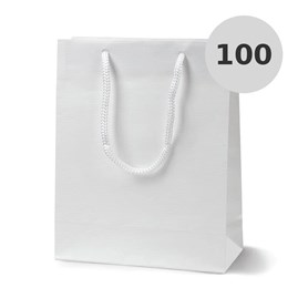 Biała torba papierowa Prestige laminowana 170×70×210 mm A5 100 sztuk