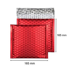Koperta bąbelkowa metaliczna CD 165x165 mm Czerwon