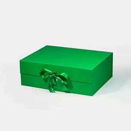 Pudełko magnetyczne zielone 330×255×115 mm ze wstążką