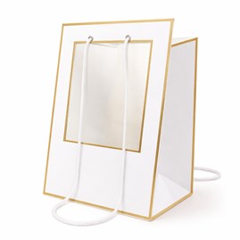 Torba prezentowa z oknem 300x300x400 mm biała