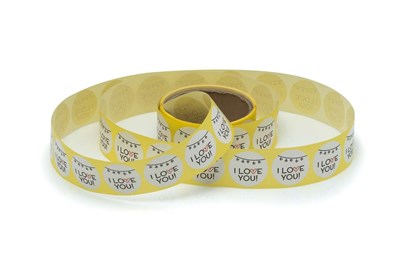 Naklejki okrągłe Białe Fi35mm I Love You 4 /200szt