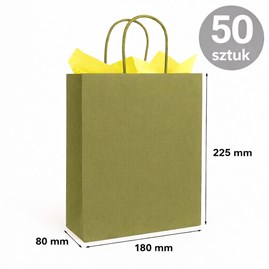 Torba papierowa kraft khaki 180×80×225 mm z uchwytem 50 sztuk