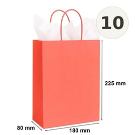torba papierowa jasna czerwona 180x80x225 mm 10 sztuk