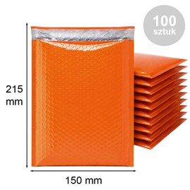 Koperty bąbelkowe metaliczne 150x215mm Pomarańczowe 100szt
