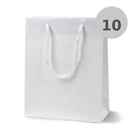 Biała torba papierowa Prestige laminowana 170×70×210 mm A5 10 sztuk