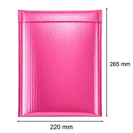 Różowa koperta metaliczna 220x265 mm z folią bąbelkową