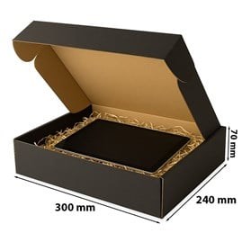 Karton wykrojnikowy czarny 300x240x70 mm – eleganckie pudełko premium