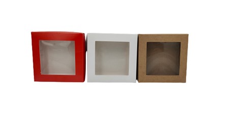 Pudełko ozdobne brązowe kraft 105x105x20 okno