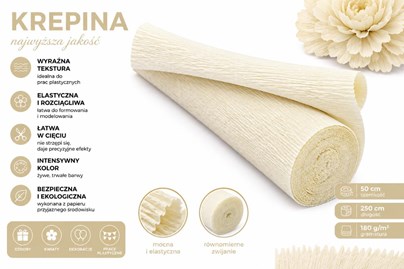 Krepina Włoska 180g Naturalna 50×250 cm Profesjonalna Bibuła Dekoracyjna