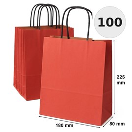 torba papierowa czerwona prążek 180x80x225 mm 100 sztuk