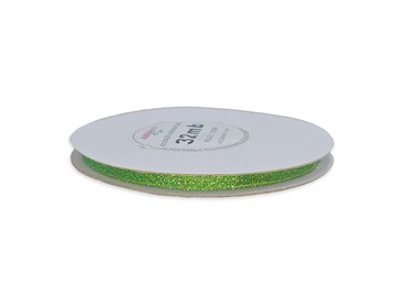 Wstążka brokatowa 6mm/32m zielona WB7008