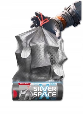 Szare worki na śmieci Silver Space 120 l – mocne, z taśmą, 8 sztuk