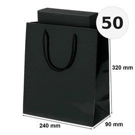 Torby czarne laminowane 240x90x320 mm torby prezentowe 50 szt
