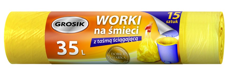 GR Worki HD czarne z taśmą 35l 15szt