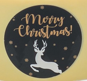 Naklejki Merry Christmas Czarne z Jelonkiem śr. 30mm 200szt.
