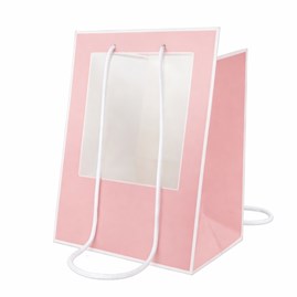 Torba prezentowa z oknem 300x300x400 mm różowa
