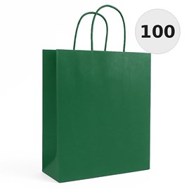 torba papierowa zielona 180x80x225 mm 100 sztuk