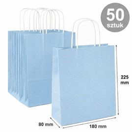 torebka papierowa pastelowa niebieska 180x80x225 mm 50 sztuk