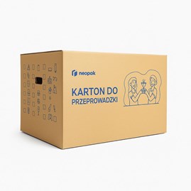 Duży karton C500 z uchwytami i nadrukiem – 570x380x390 mm