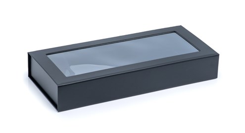 Pudełko Magnetyczne Czarne z okienkiem 345x150x55mm(zew) Prezentowe