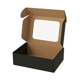 Pudełko ozdobne czarne EKO 150x150x50mm karton z okienkiem na prezent