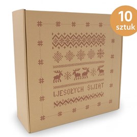 kartony świąteczne 10 sztuk, pudełka renifery WŚ, karton fasonowy święta, ozdobne kartony boże narodzenie, pudełka prezentowe kraft