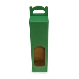 Pudełko na wino z oknem zielone 83x83x320mm F217