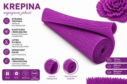 Krepina Włoska 180g Purpurowa 50×250 cm Profesjonalna Bibuła Dekoracyjna