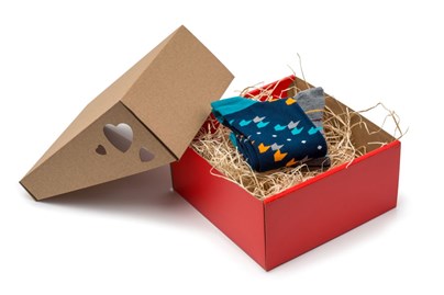 Pudełko ozdobne z wiekiem EKO SERCE CZERWONE 200x200x100mm