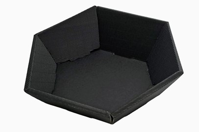 Taca 6-kątna kosz prezentowy karbowana czarny Duży 245x290mm