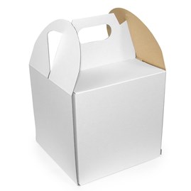 Karton Pudełko na tort ciasto 260x260x120mm Biały z rączką
