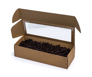 Pudełko ozdobne EKO karbowane z oknem 400x150x100mm F427