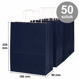 torba papierowa granatowa 180x80x225 mm 50 sztuk