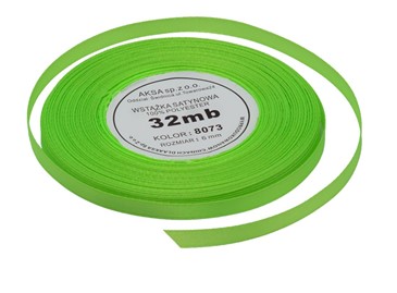 Wstążka satynowa 6mm jaskrawy zielony 32m WS8073