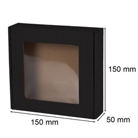 Pudełko ozdobne czarne EKO 150x150x50mm karton z okienkiem na prezent