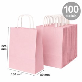torba papierowa pastelowa różowa 180x80x225 mm 100 sztuk