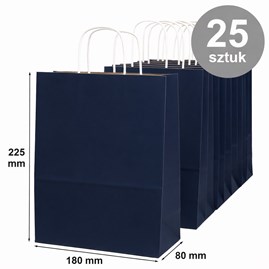 torba papierowa granatowa 180x80x225 mm 25 sztuk