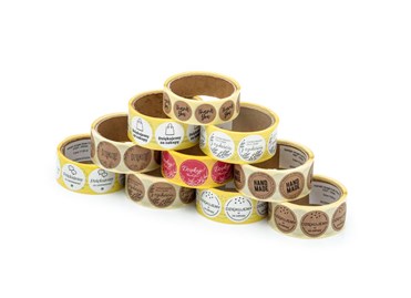 Naklejki okrągłe Białe Fi35mm Dziękujemy za zakupy