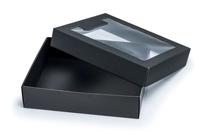 Pudełko karbowane czarne 350x300x90mm z oknem