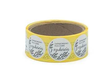 Naklejki Zapakowano dla Ciebie z czułością - Białe